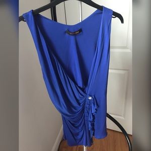 EUC Roberto Cavalli Royal Blue Draped Front Blouse